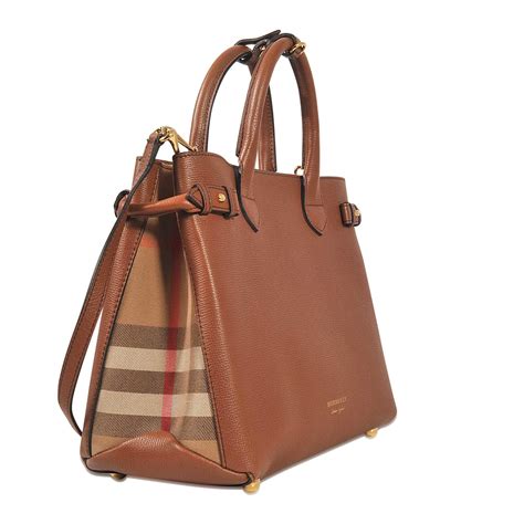 burberry the medium soft leather banner|Burberry leather brown tote bag.